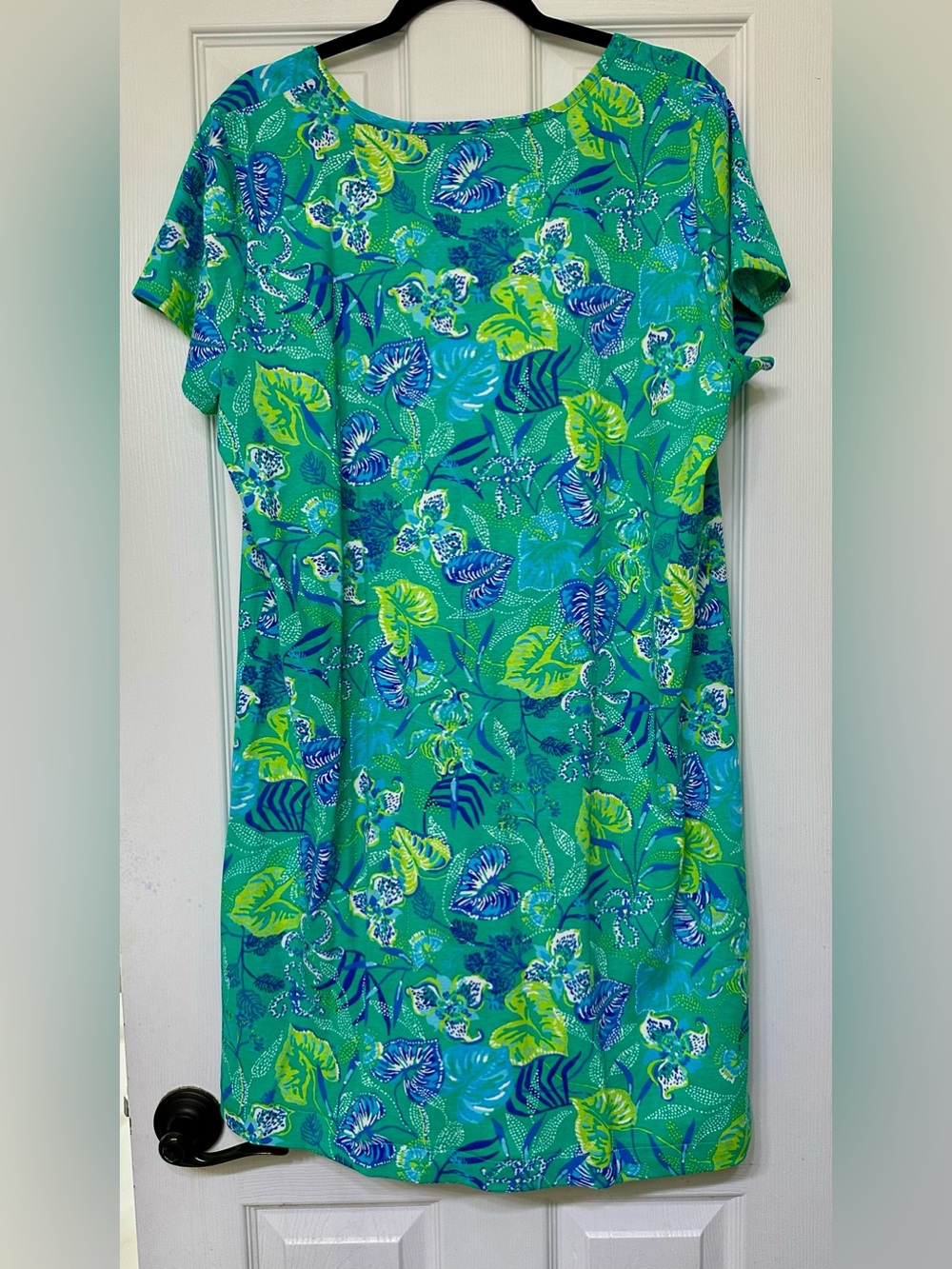 Lilly Pulitzer XXL Botanical Green IN A FLUTTER ETTA DRESS VNeck Short Sleeve - Picture 6 of 6
